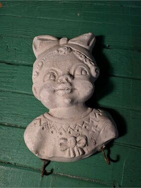 Vintage Miller Studio Girl With Bow C Chalkware Wall Hanger with Hooks